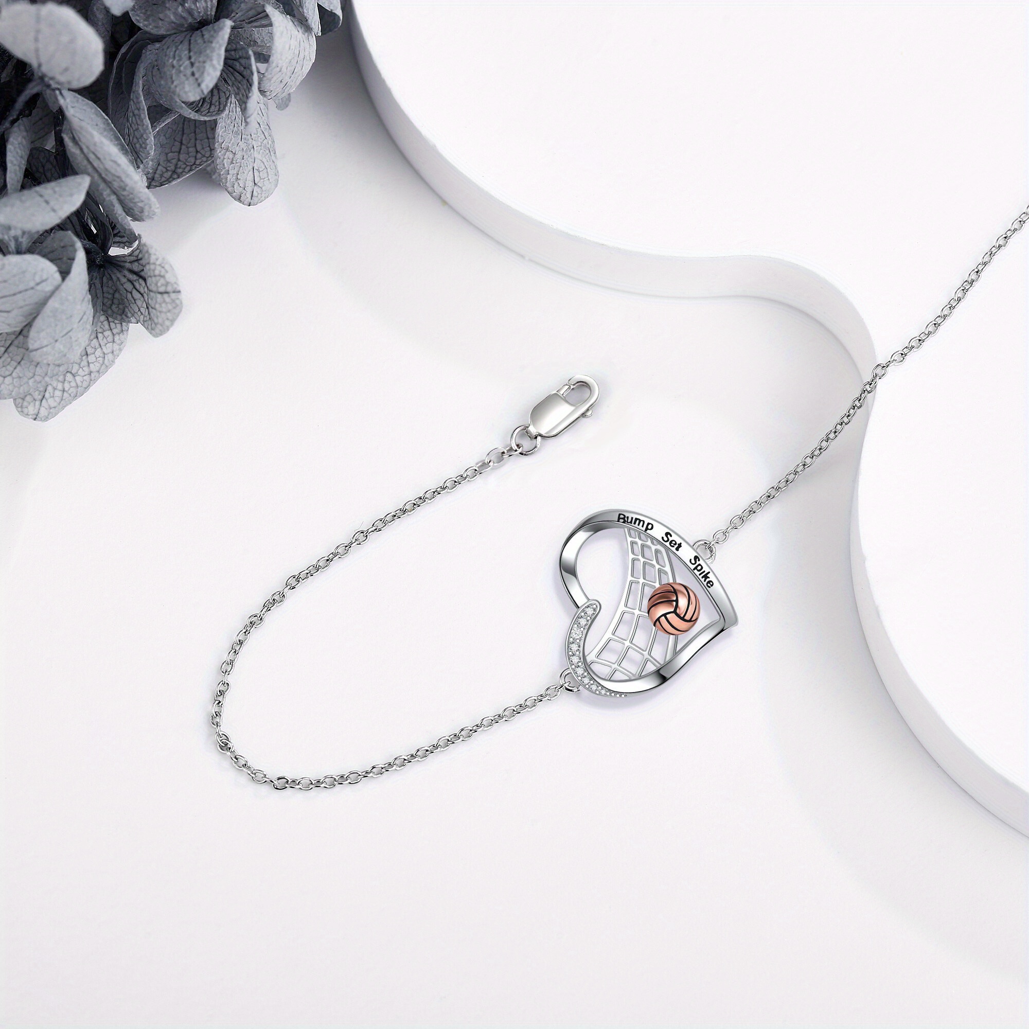 Silver Volleyball Link Bracelet for Women