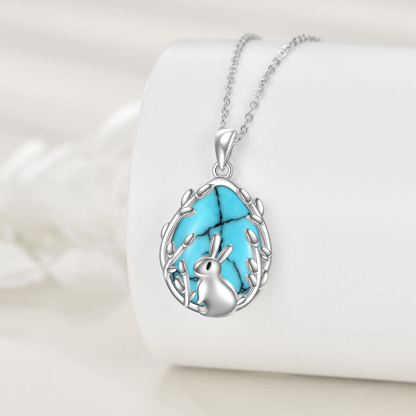 Women's 925 Sterling Silver Bunny Pendant Necklace, Easter Gift