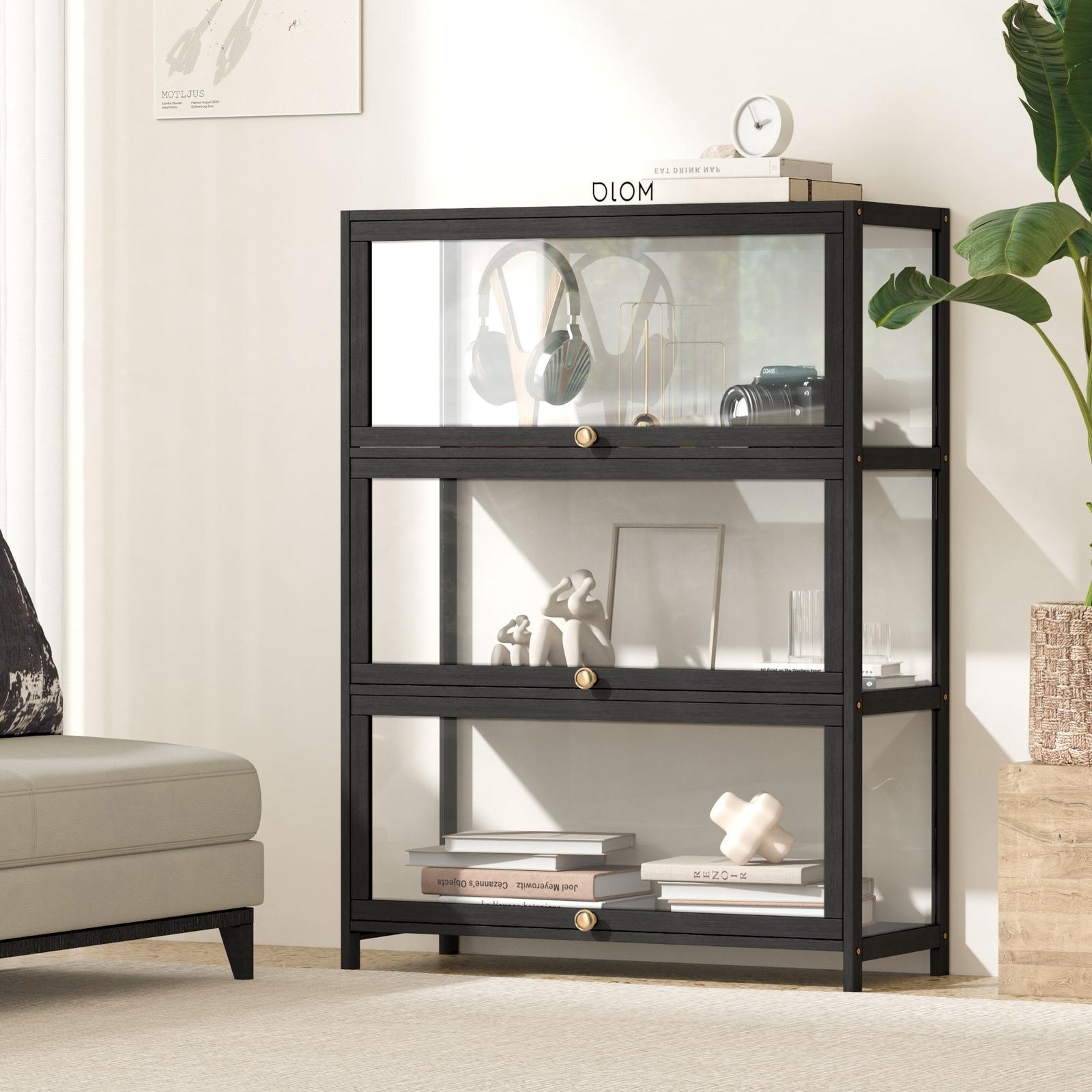 TEMU Display Cabinet Storage 3-tier Shelves Clear Bookcase Stand Rack 3 Colors