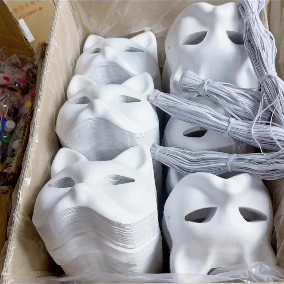 5pcs DIY Blank Mask Paintable Paper Mask White Mask Halloween Masquerade Party Accessories,Temu