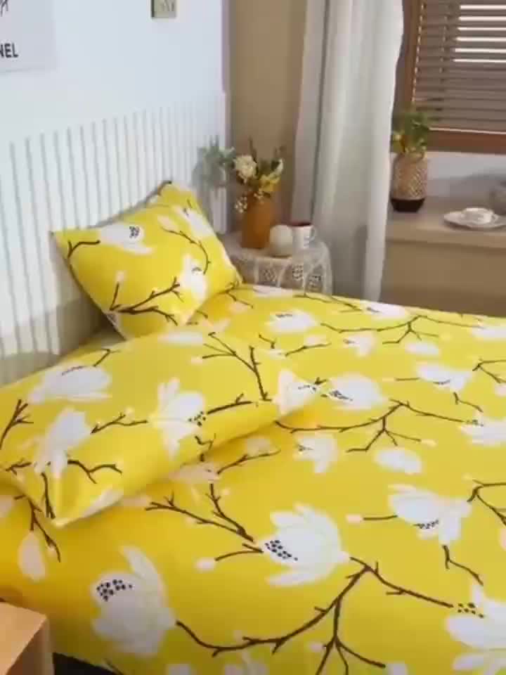 Flor Juego de Sábanas Cama 90x190+35cm, Amarillo Flores Ropa de Cama  Estampada Microfibra,3 Piezas - 1 Sábana Bajera y 1 Sábana Encimera y 1  Fundas de