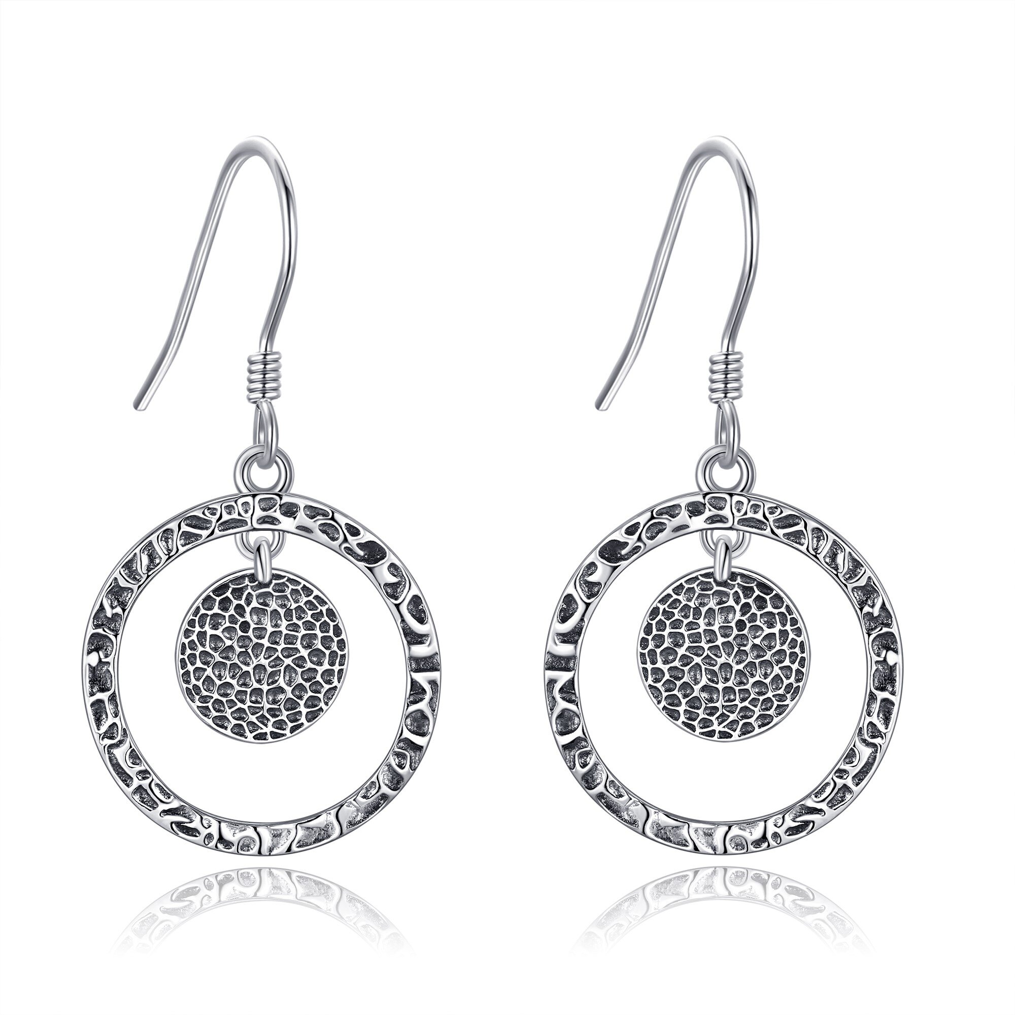   earrings sterling silvery   dangle drop earrings circle jewelry gift for women Product details 4