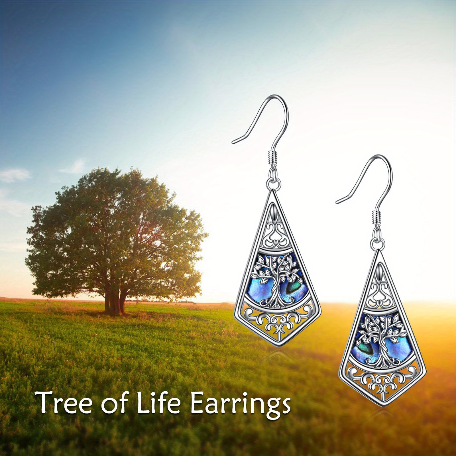 Women's 925 Sterling Silver Tree of Life Dangle Earrings