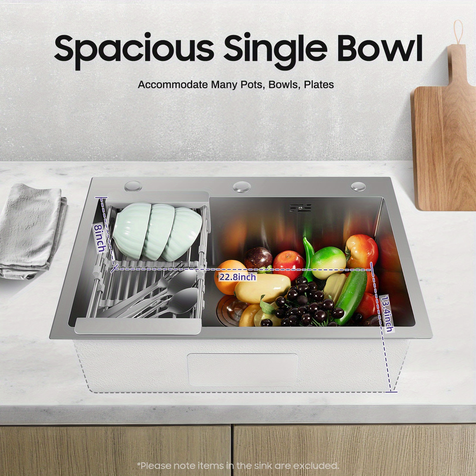 26.8" X 17.7" Stainless Steel Sink, A Golden Rectangular Sink Made Of Stainless Steel Suitable For Kitchens, Restaurants, Cafes, Bars, And Hotels