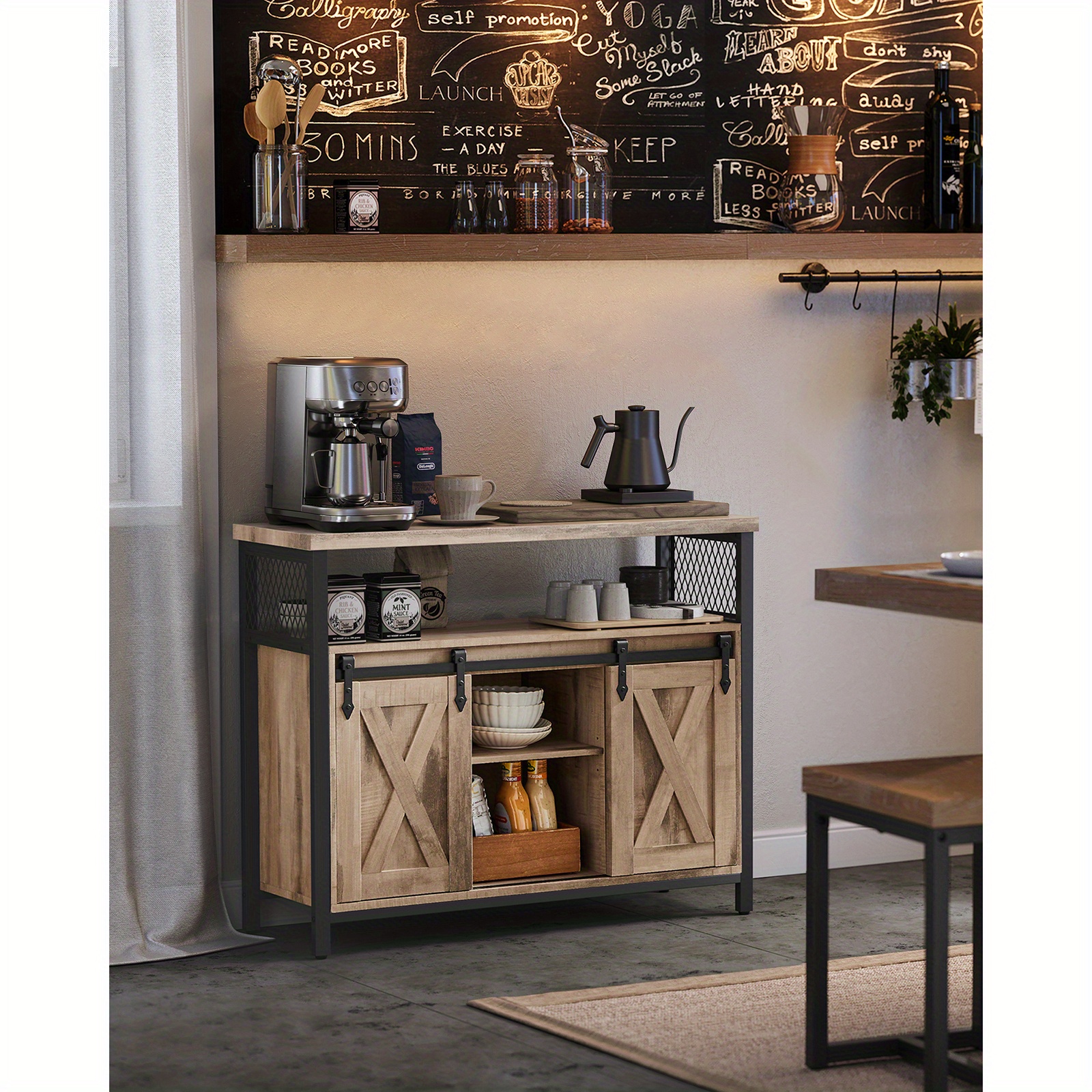 TEMU Buffet, Meuble TV avec 2 portes coulissantes à battants de , de rangement, Étagères réglables, 13 x 39,4 x 31,5 pouces, Tiroirs de rangement