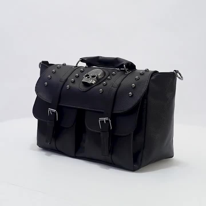 [PLZPROJECT] ★ FREAKY STUD MESSENGER BAG Goth Purse Grunge Skull Messenger Bag Y2K Backpack Gothic