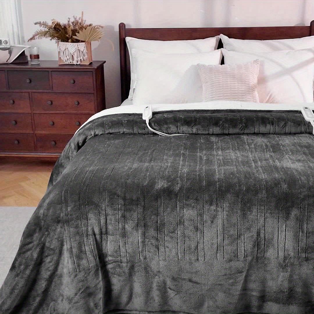 Extra Large Flannel And Electric Blanket With Time And Temperature Control, 10 Hour Auto-Off, 8 Temperature Levels, Queen/King Two Controllers, Throw/Twin/Full With 1 Controller, Machine Washable, PTC+NTC Overheat Protection 14 Extra Large Flannel And Electric Blanket With Time And Temperature Control, 10 Hour Auto-Off, 8 Temperature Levels, Queen/King Two Controllers, Throw/Twin/Full With 1 Controller, Machine Washable, PTC+NTC Overheat Protection - Image 14