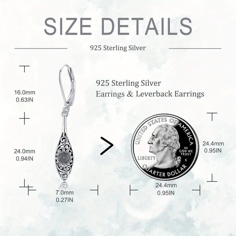 925 sterling silver vintage sunflower earrings with french clasp retro style detailed daily wear or gifting everyday earrings vintage style earrings plated Product details 1