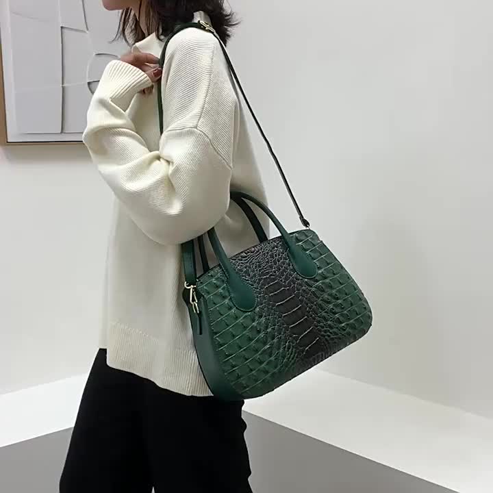 Classic Crocodile Embossed Bag Sets, Trendy Elegant Tote Bag With