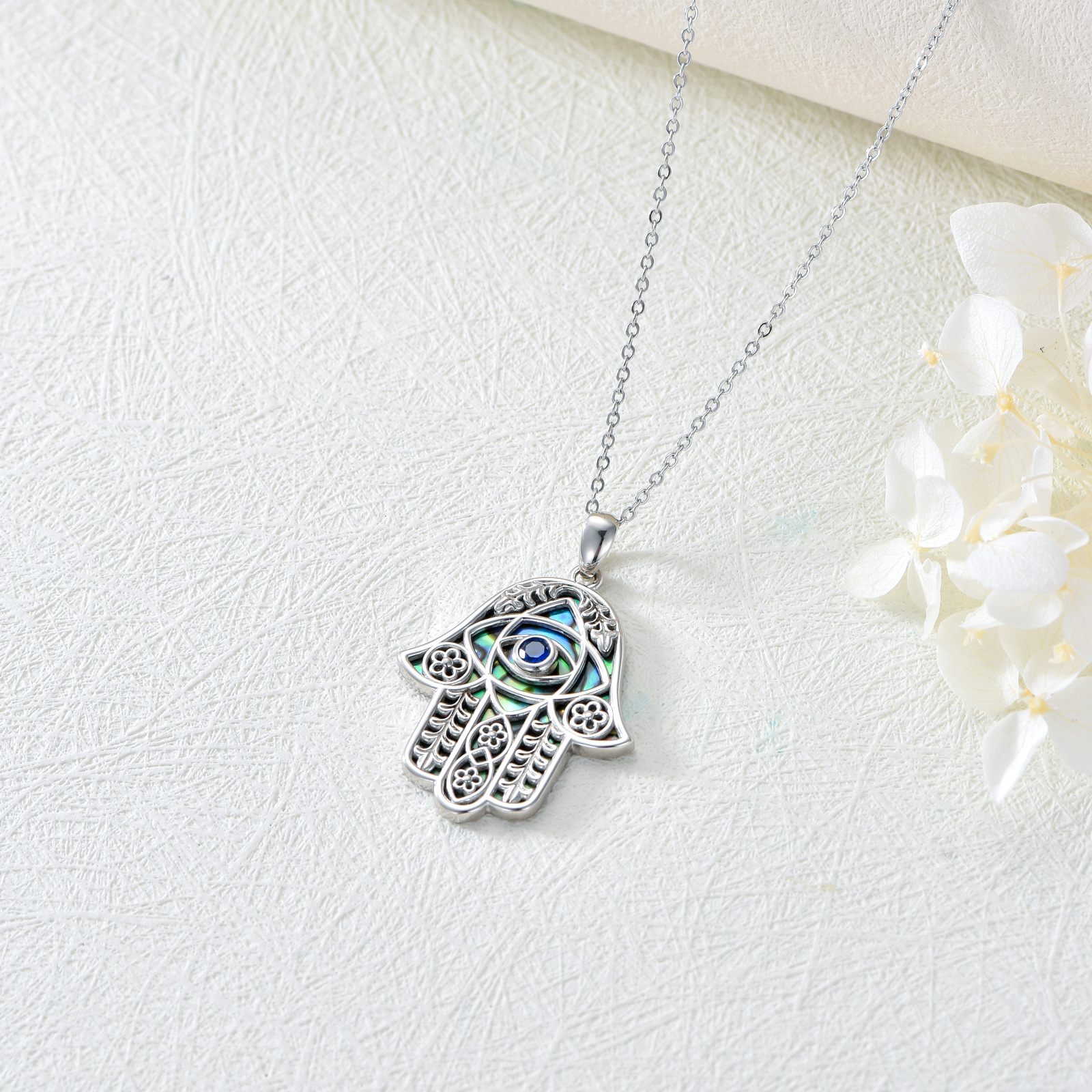 Women's Hamsa Hand Evil Eye Pendant Necklace, Elegant Gift