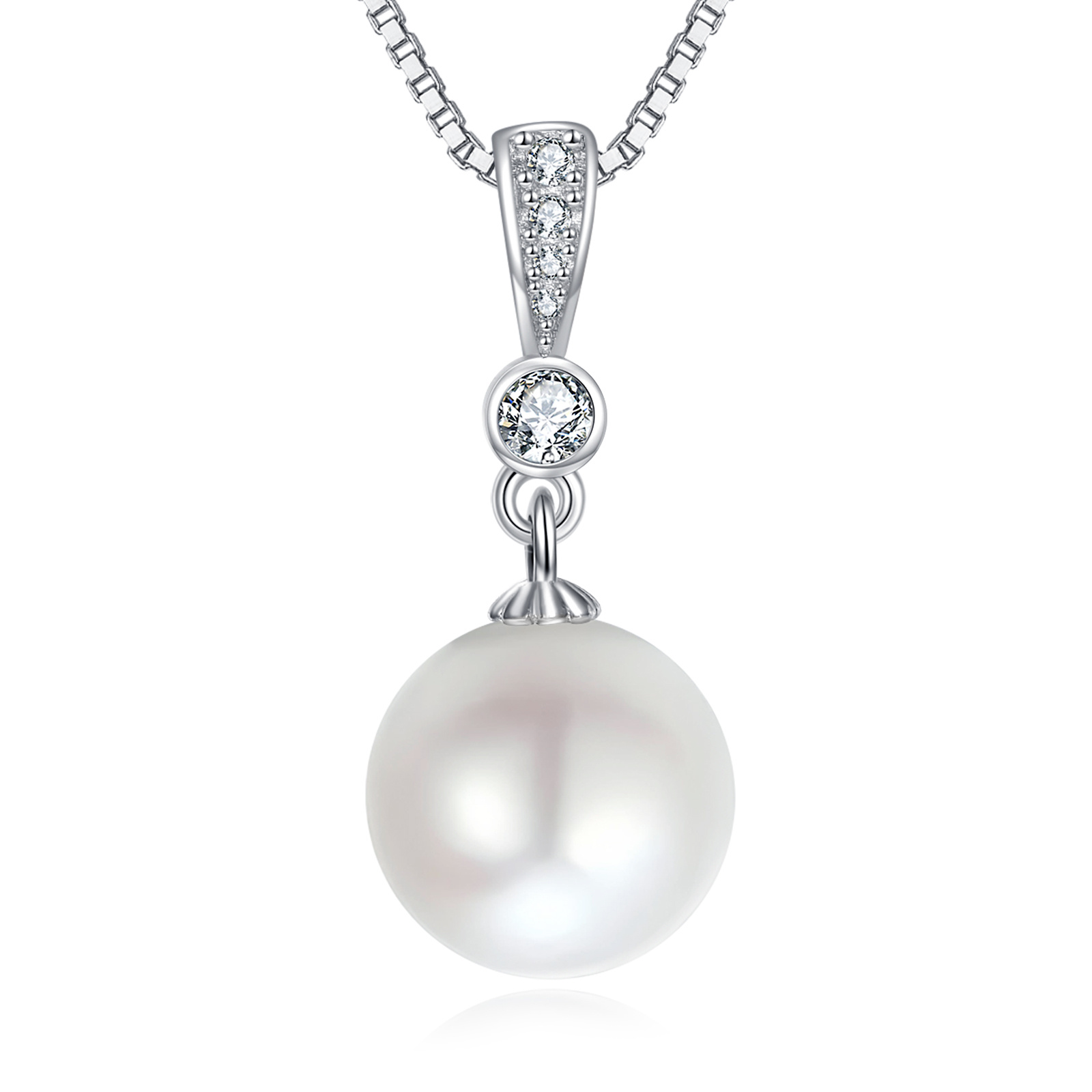 Image of S925 Sterling Silvery Freshwater Necklace As Jewelry Gift For Women