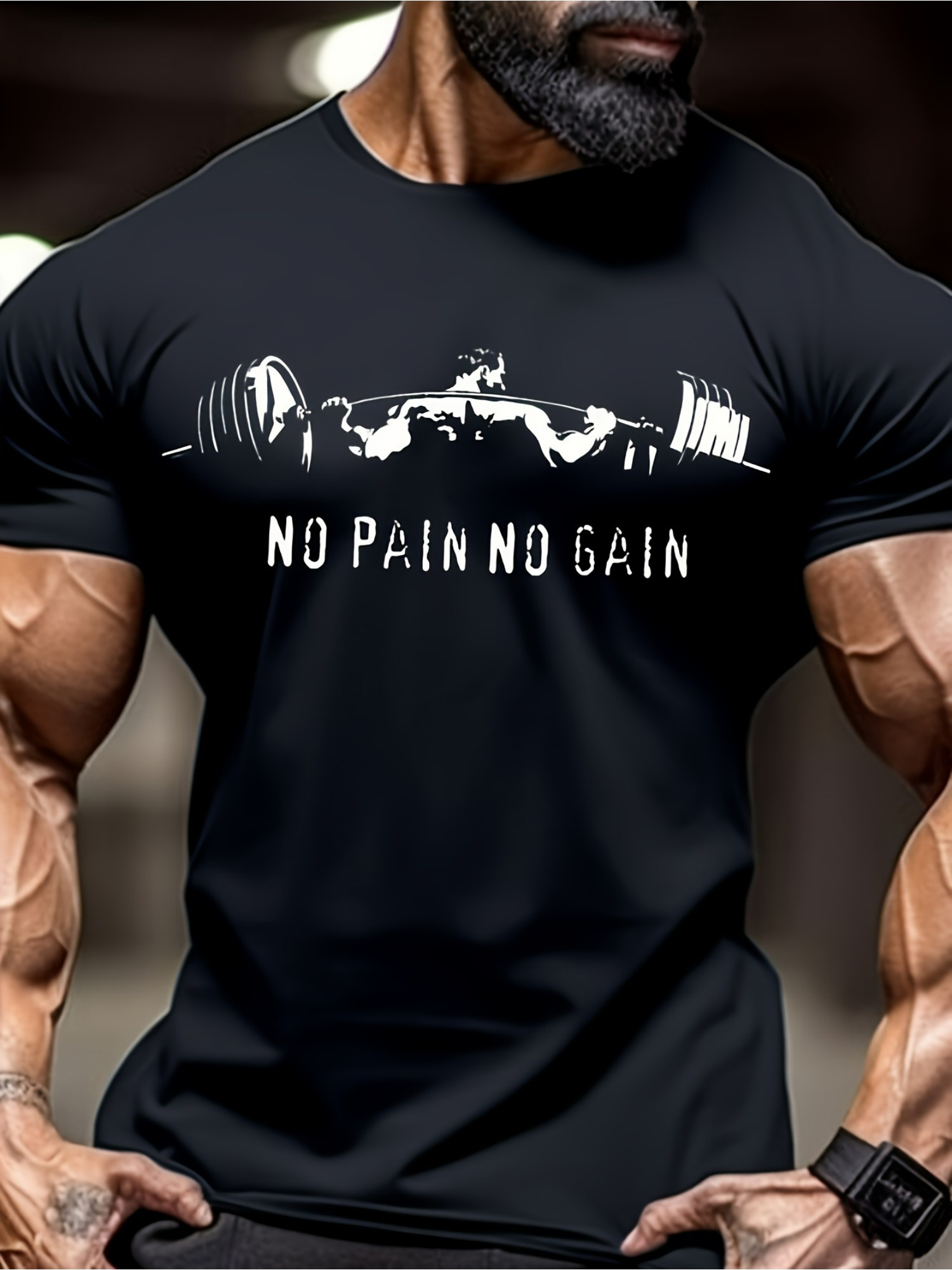 mbdmbd mens   graphic tee   weightlifting   polyester blend t shirt with round neckline machine washable for summer workouts  