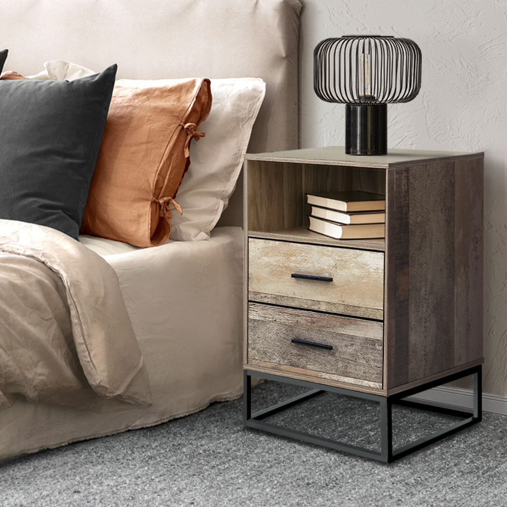 bedside table with 2 drawers and shelf badan Product details 0