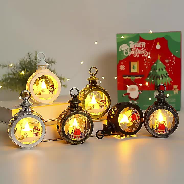 Christmas House Lantern Decorative Lights, Vintage Hanging Led Small Candle  Lanterns Gifts For Indoor,outdoor,party Snowman Santa Claus Decoration -  Temu