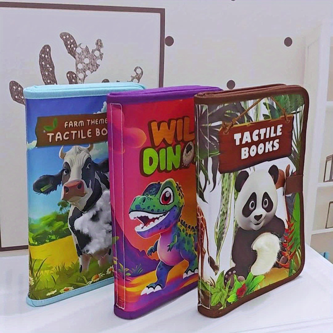 Baby Dino Touch Book Soft Fabric Lifelike Animal Illustrations