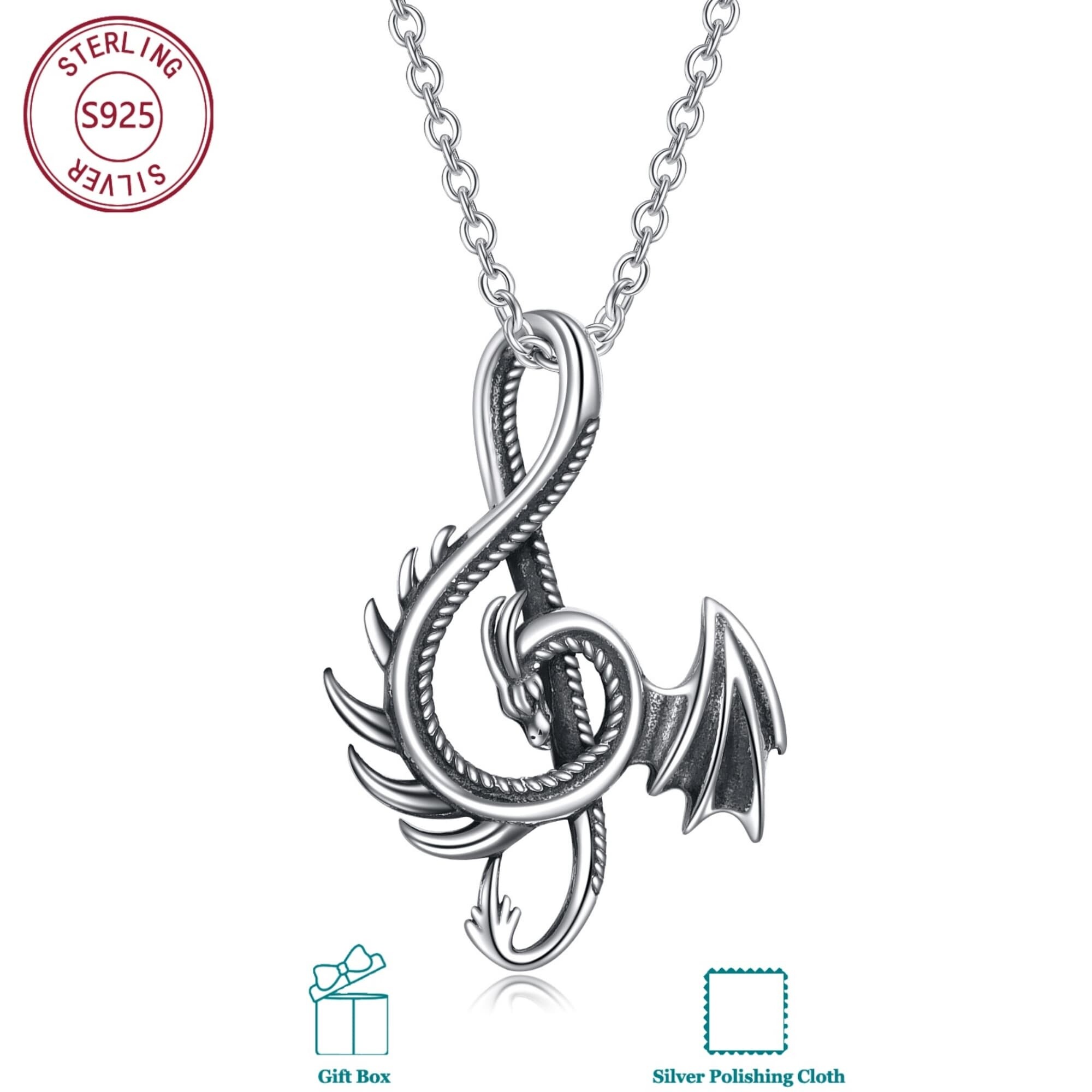 Image of 925 Sterling Necklace Mythical Power Fantasy Theme Jewelry For Edgy Anniversary & Halloween Gift