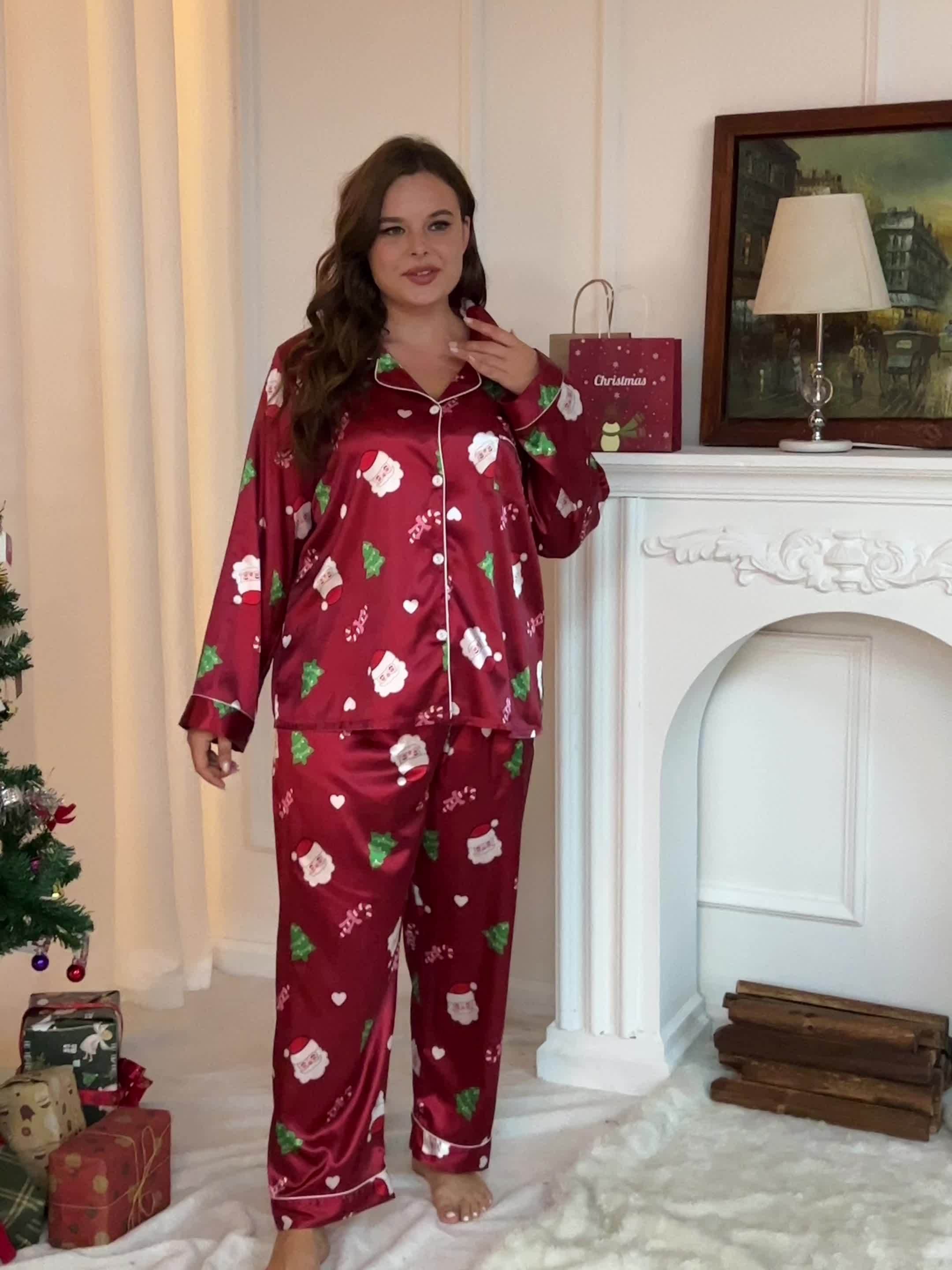 Plus Size Christmas Party Pajamas Set Women's Plus - Temu