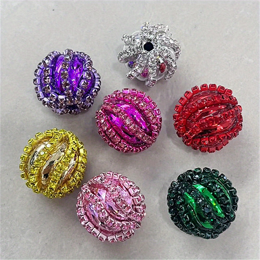TEMU 5pcs Heavy-duty 20mm Large Multicolor 3d Striped With 5-color Sparkling Inlay - Purple, Pink, & For Jewelry, Keychains, Car Charms, Phone Straps