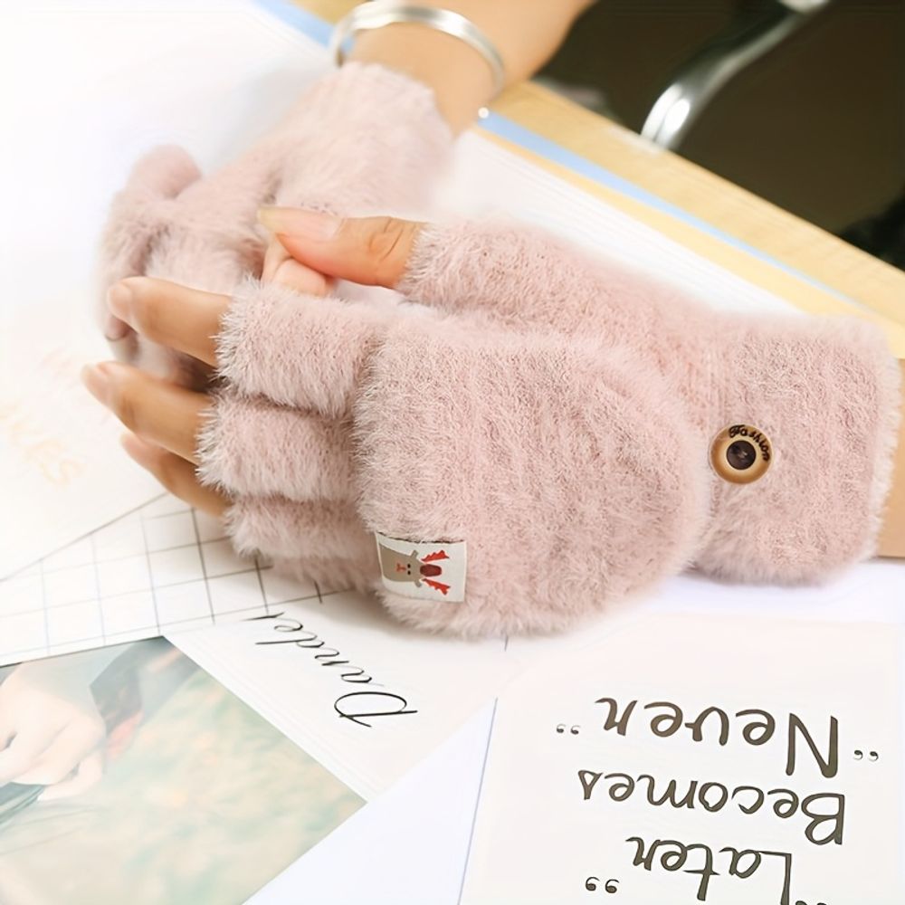 Women's Winter Gloves with Deer Pattern, Touchscreen Compatible