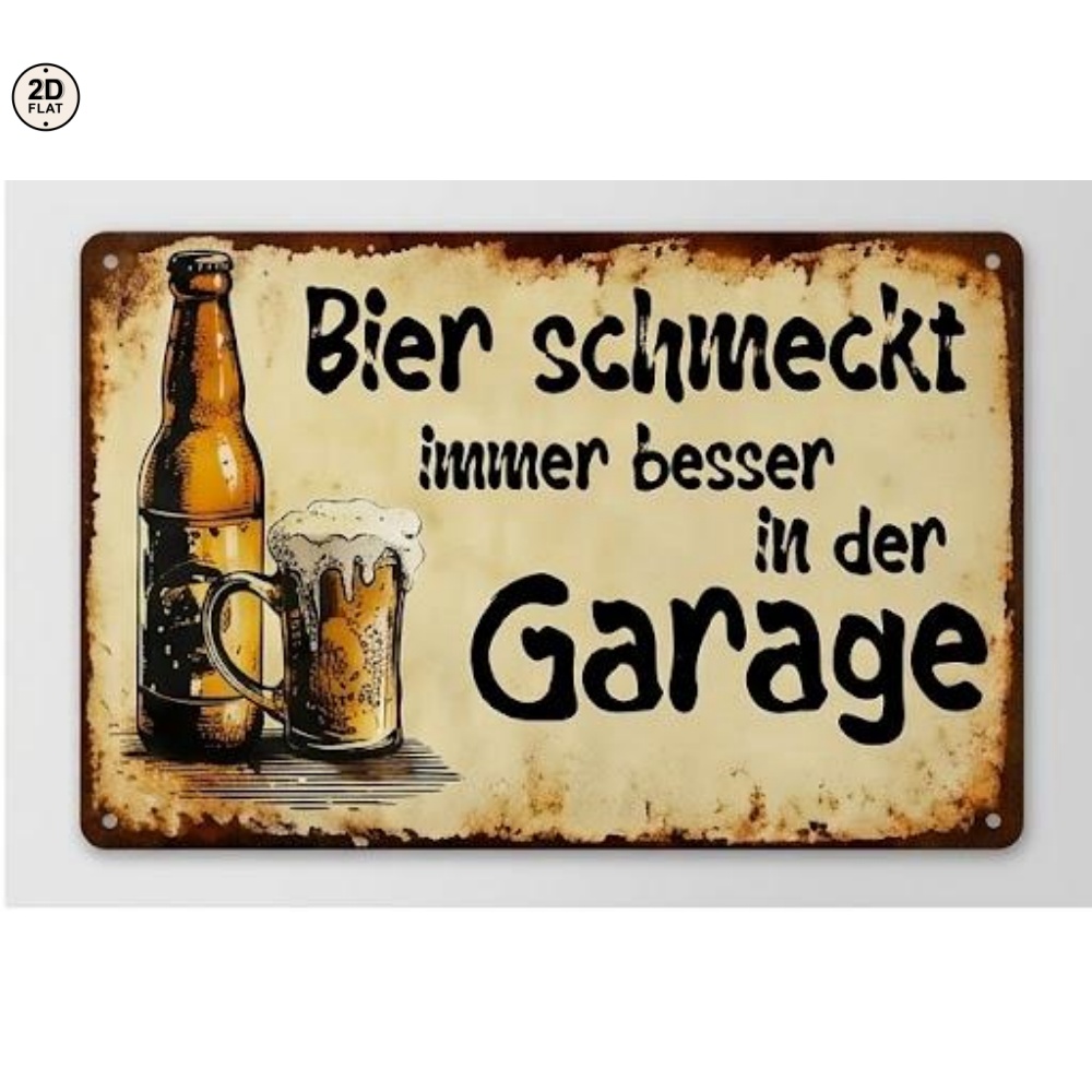 TEMU 2d Flat - 1pc Metal Sign Beer Better German Beer Garage Sign With Beer Bottle And Mug. Perfect For Home, Office, Bar, Or Garden Decor 20x30cm 2d