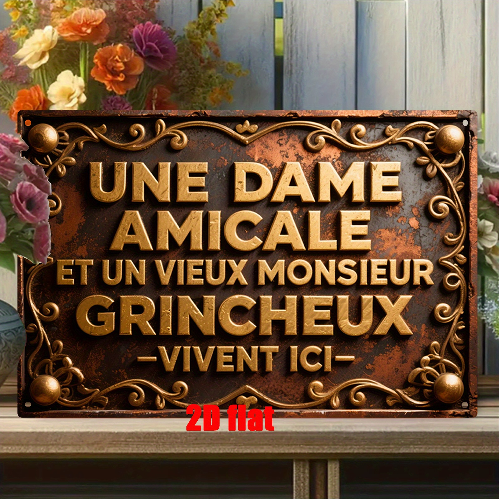 TEMU 2d Flat, 2d Flat - A Retro-style Tin Sign Featuring A Leaf, Perfect For Wall Decoration. This 2d Flat Metal Sign Measures 7.8x11.8 Inches And Is