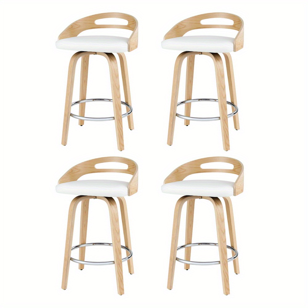TEMU 4x Bar Stools Swivel Dining Chairs Low Back Counter Seat Pu Cushion