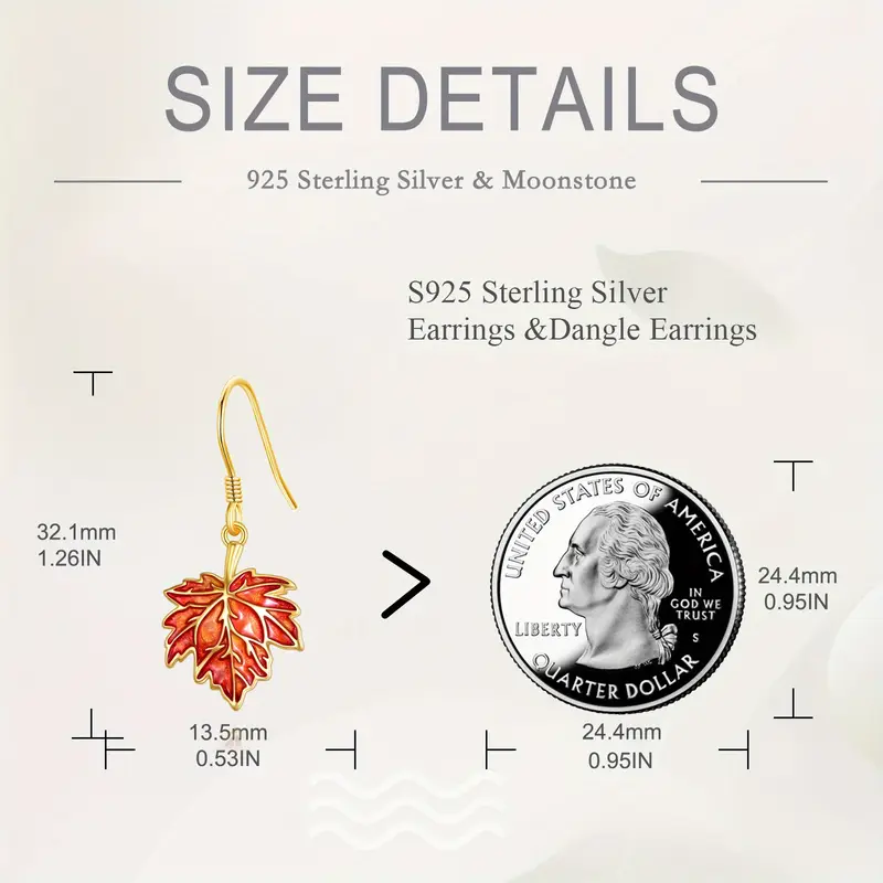 womens maple leaf earrings sterling silvery womens autumn earrings maple earrings leaf jewelry gift Product details 5