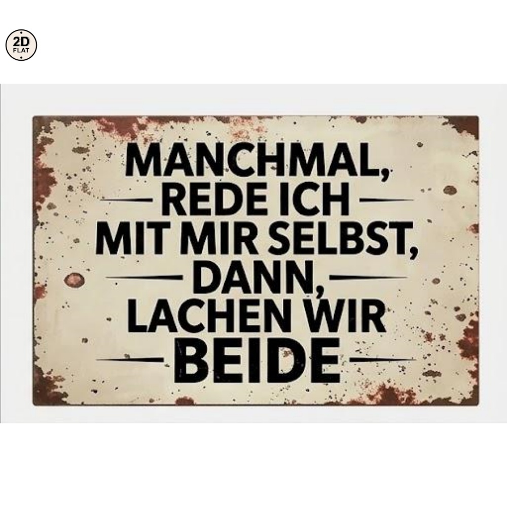 Image of 2d Flat - 1pc Metal Sign I , We Laugh Funny German Quote. Perfect For Home, Office, Bar, Or Garden Decor 20x30cm 2d Flat