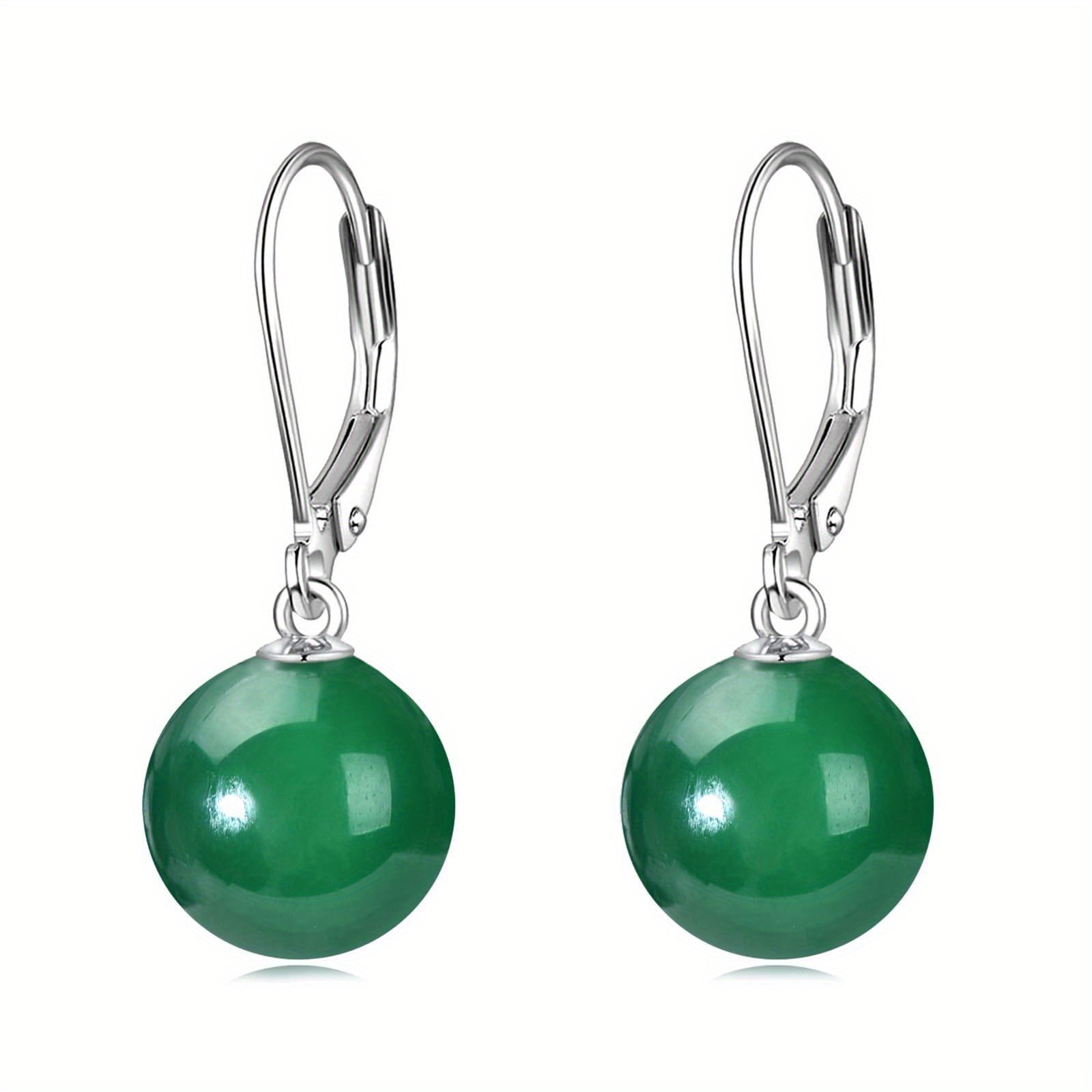 925 sterling   agate leverback earrings dangle drop jewelry gifts for women green agate Product details 1