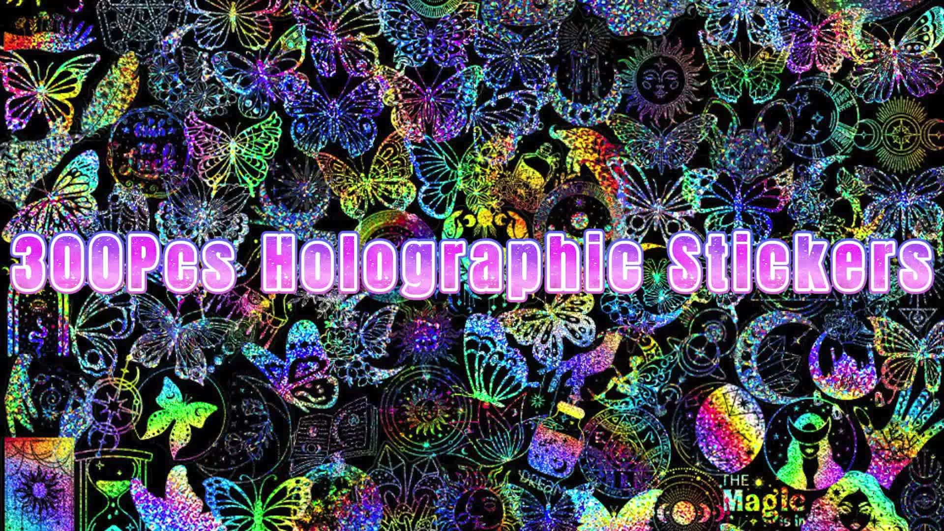 300pcs Holographic Stickers, Resin Stickers For Art Craft, Stickers For  Resin Including Magic World, Butterfly Theme, Colorful Laser Stickers Decal  Fo