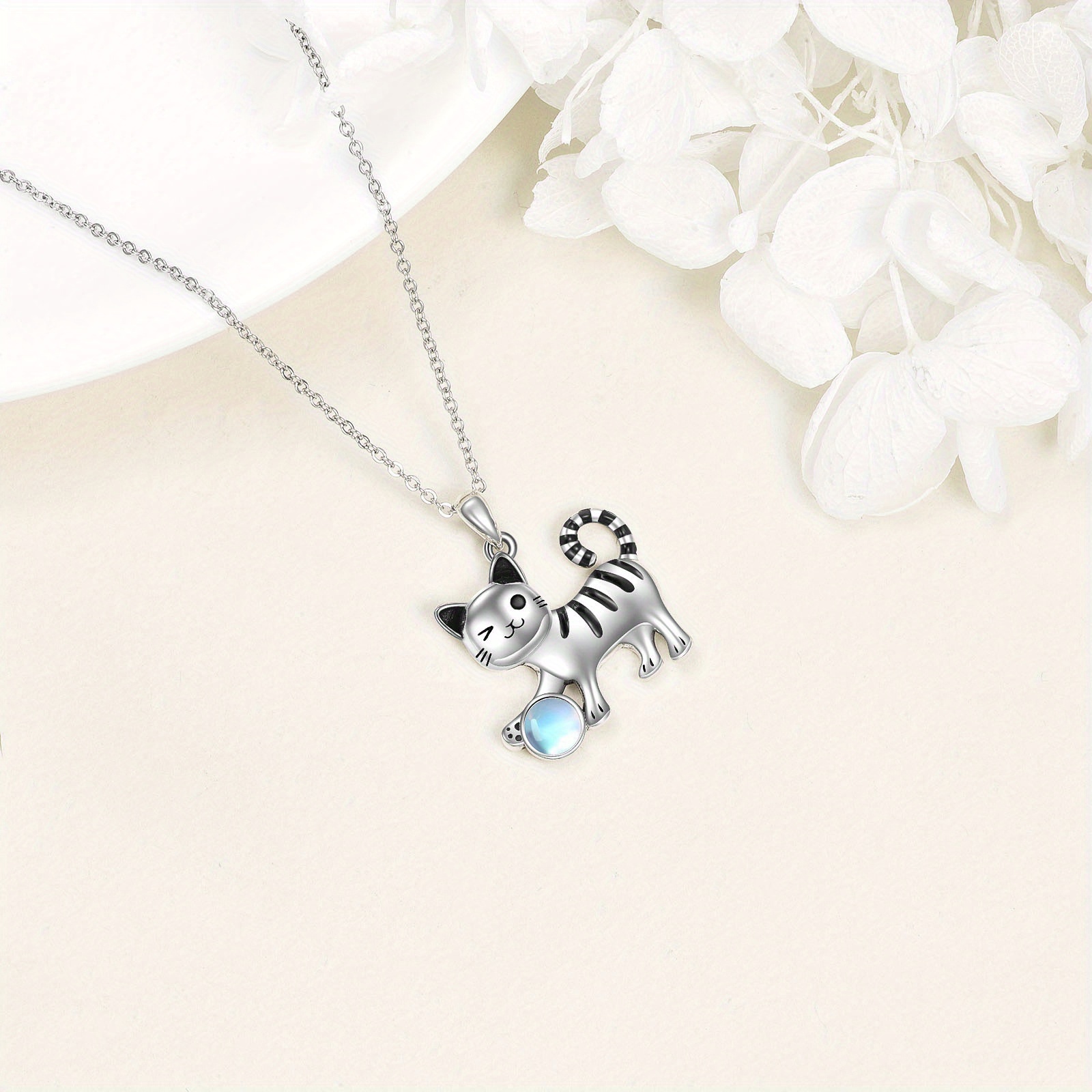 Cat Necklace Sterling Silvery Wink Cat Pendant