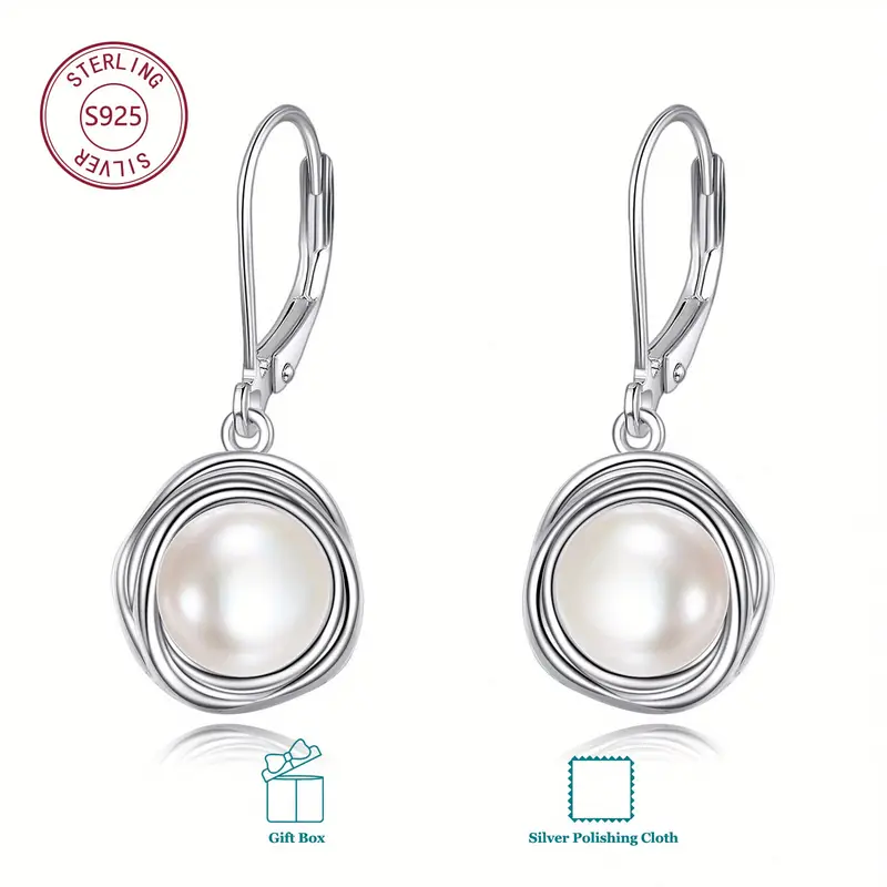 925 sterling silvery black pearl earrings french pearl spiral earrings for womens pearl jewelry Product details 0