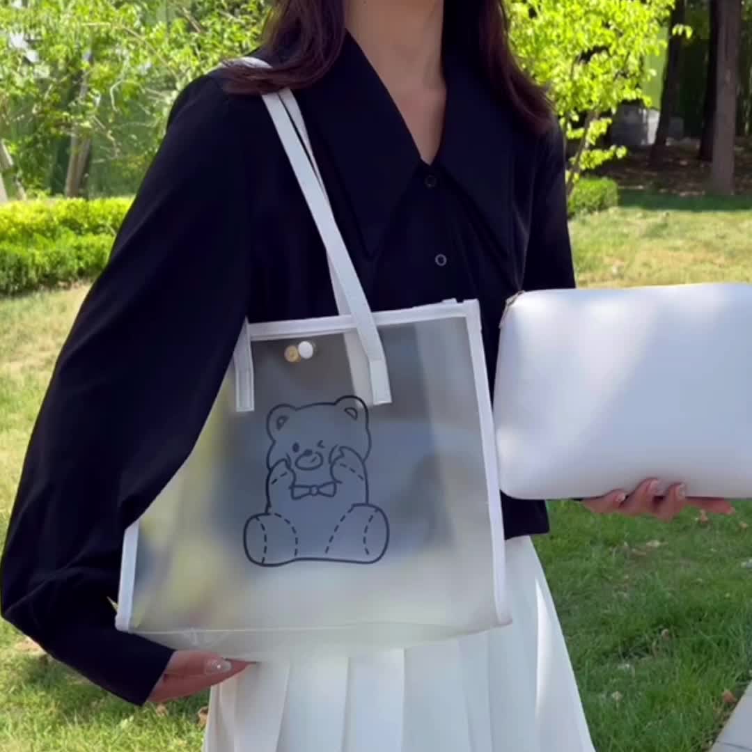 Bolsos transparentes para mujer, oso bonito de gran capacidad