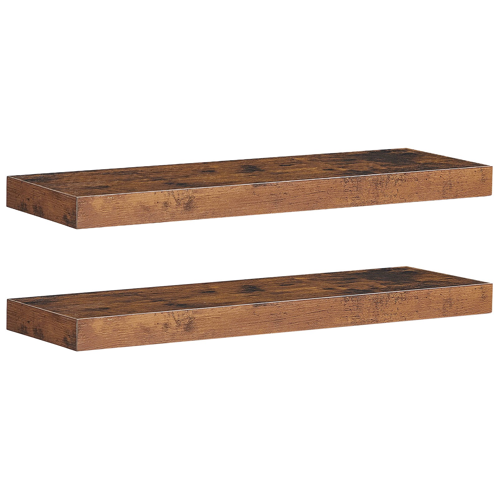 pair of rustic brown floating shelves wall mounted shelves with hidden brackets suitable for bathroom living room bedroom and kitchen decor ideal for storage   in living areas and kitchens