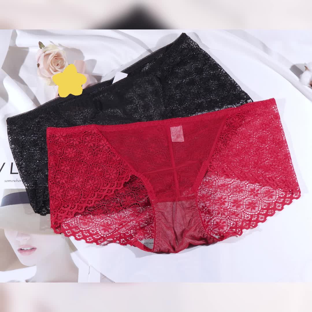 Women's Sexy Lace Panties Seamless Cotton Breathable Panty Hollow Briefs  Plus Size Girls Underwear