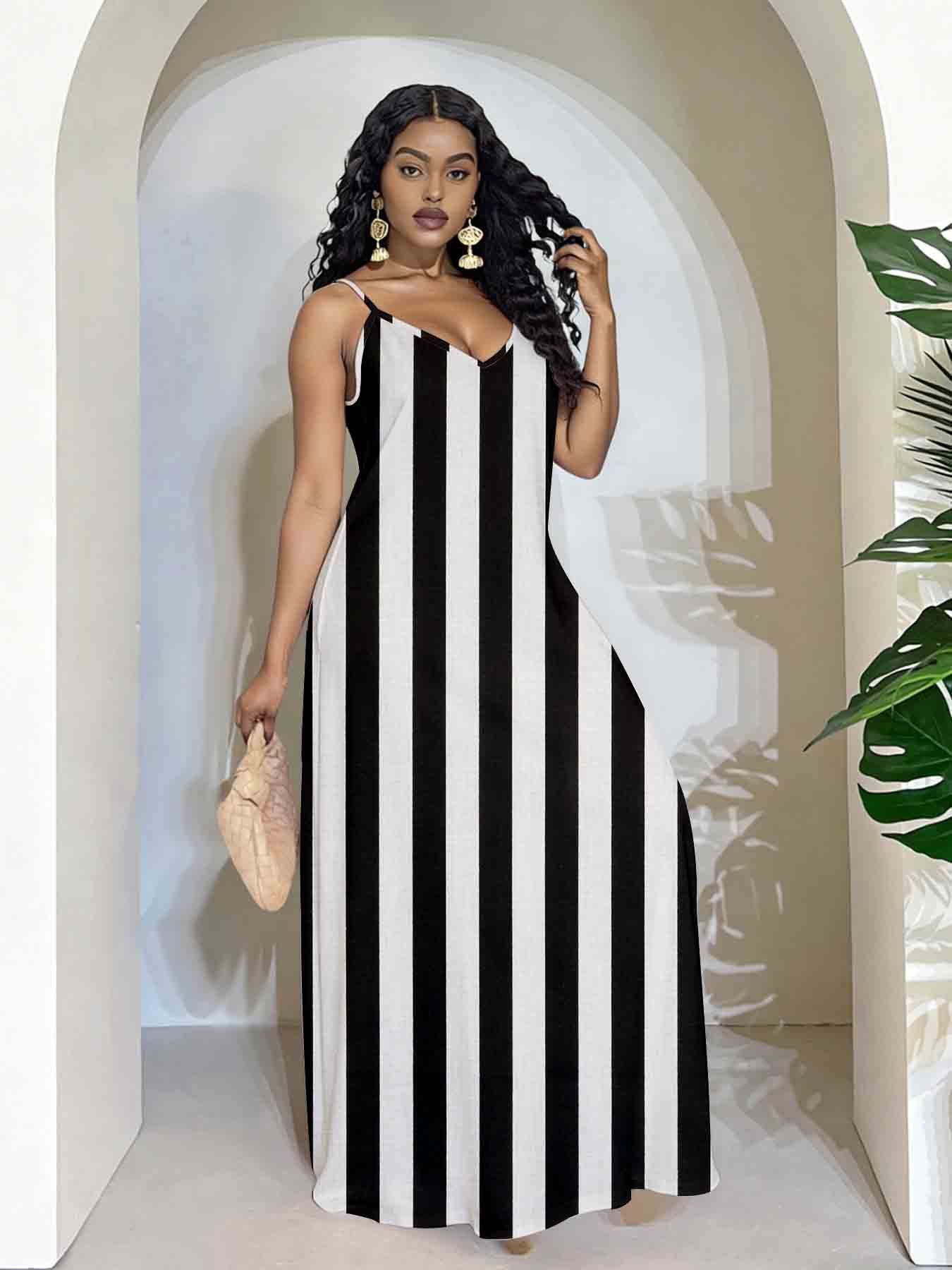 knee length dresses for ladies Blue Melange Loose Linen Maxi Dress main image 1