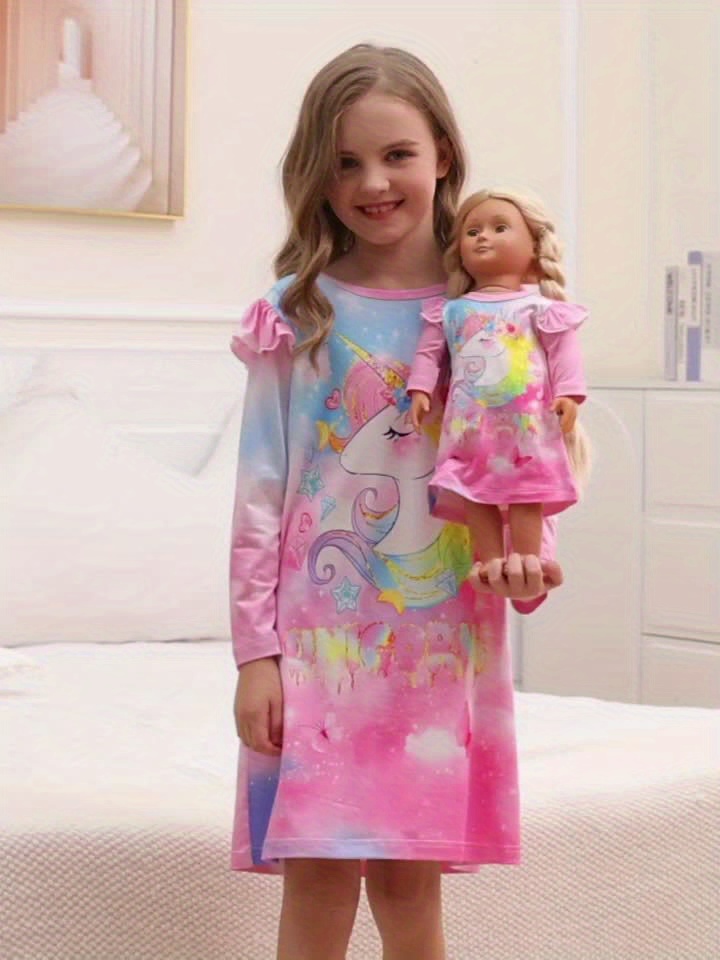 Matching Doll Girls Nightgown Unicorn Sleepwear American - Temu