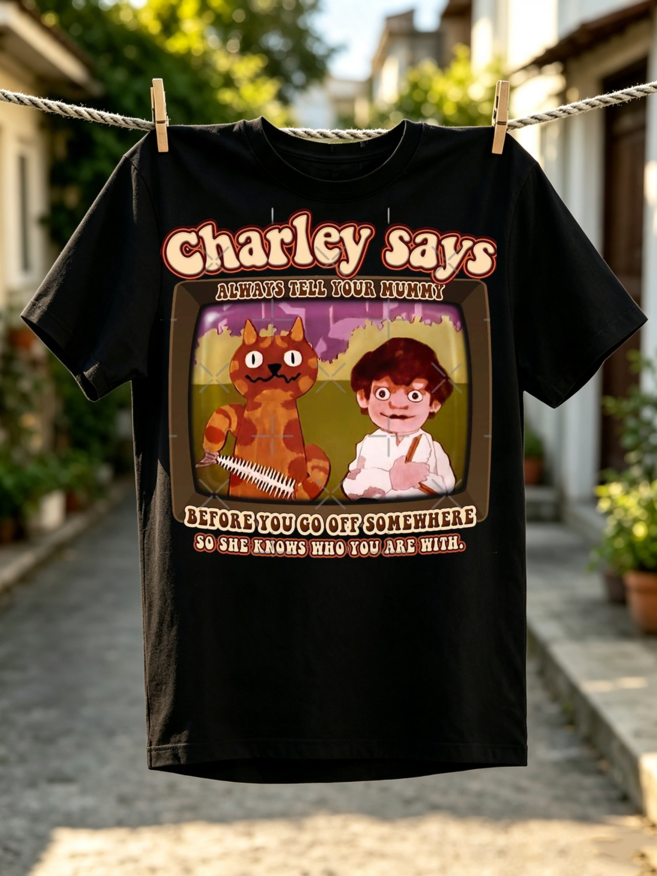 item picture         mom cartoon print unisex t shirt casual short sleeve black crew neck everyday   t shirt