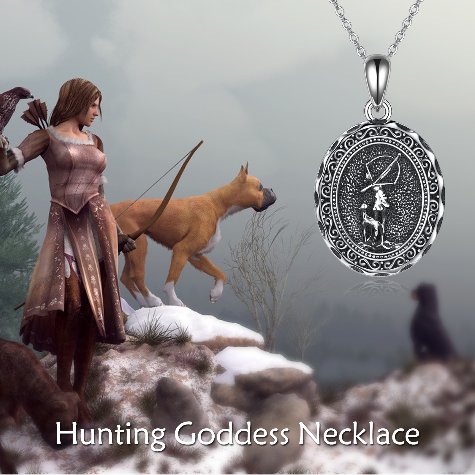 Women's 925 Sterling Silver Greek Goddess Artemis Necklace