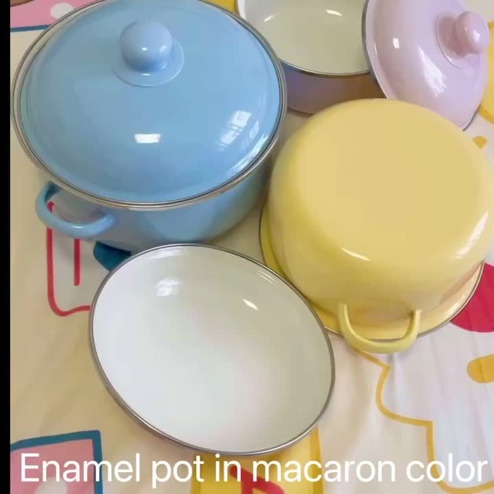 Enamel Pot With Lid For Cooking,,,, Three Colors Enamel Stock Pot, Vintage  Cookware With Dural Handle, Ideal For 1-2 Person, Kitchenware, Kitchen  Supplies, Kitchen Items - Temu