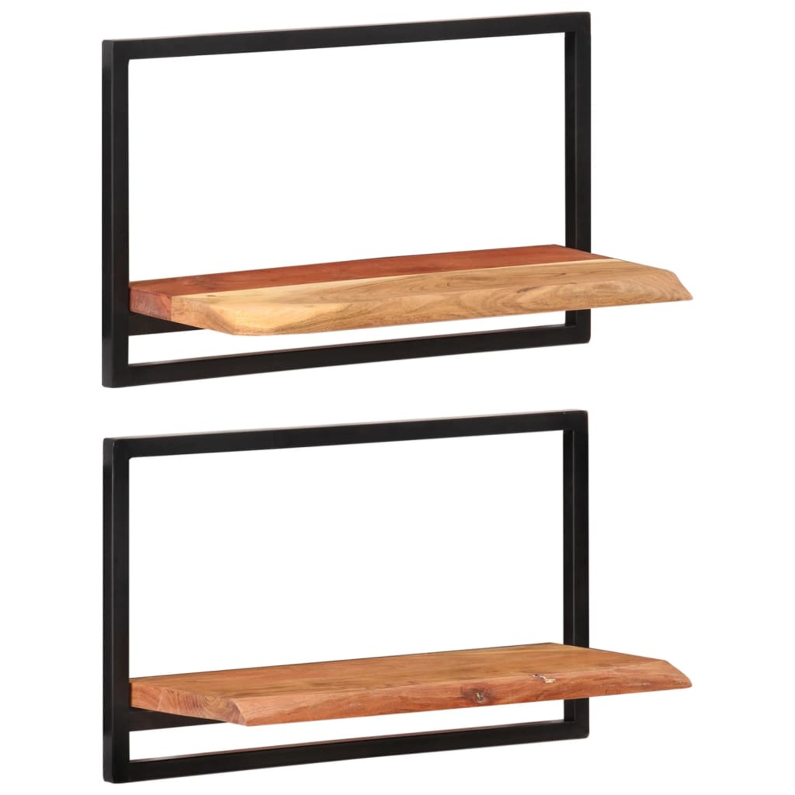 2pcs Tomshoo Acacia Wood Floating Shelves, Wall Mounted Solid Wood Display Shelf, For Room Types With Steel Bracket, Standing Shelf