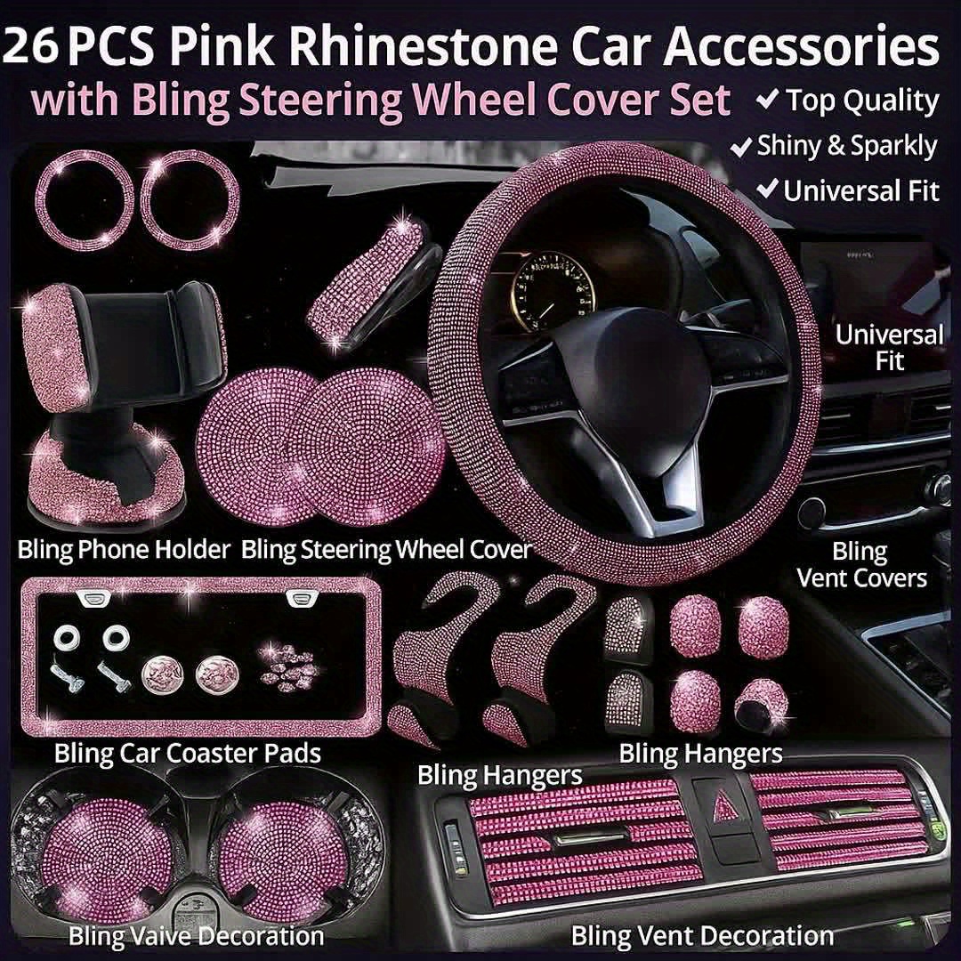 26pcs of diamond-encrusted interior car accessories