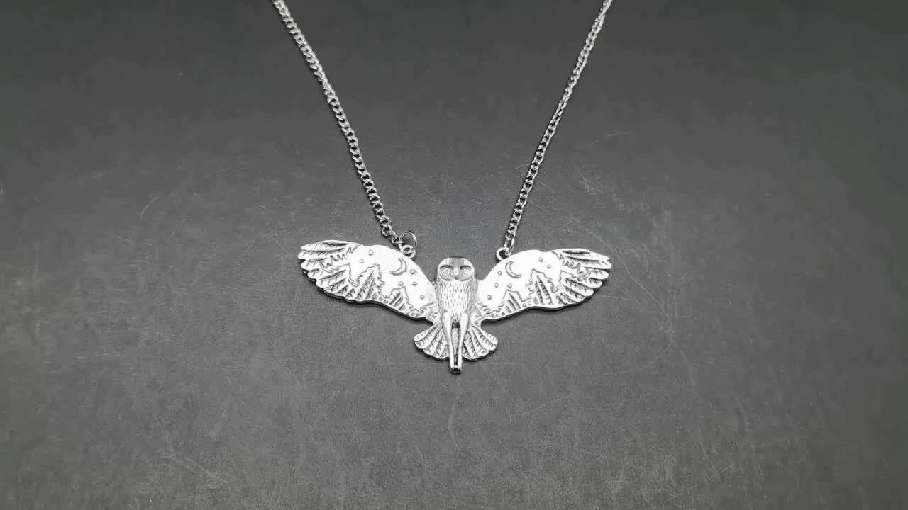 Gorgeous Vintage Silver Owl Pendant Necklace with Floating Charms,Temu