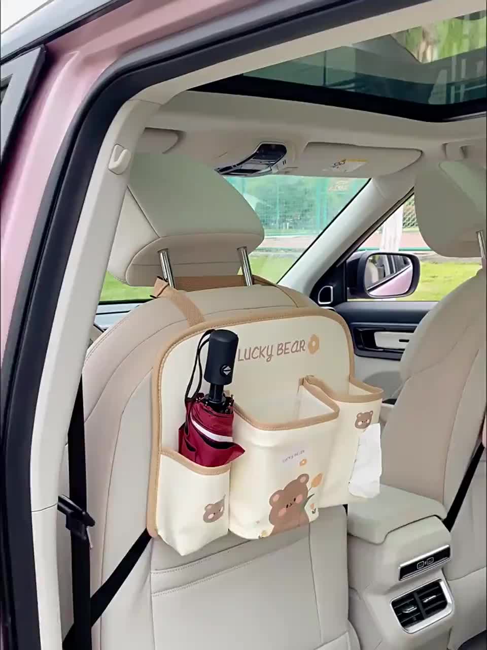 Car Seat Back Storage Bag Cute Bear Rabbit Car Storage Box - Temu