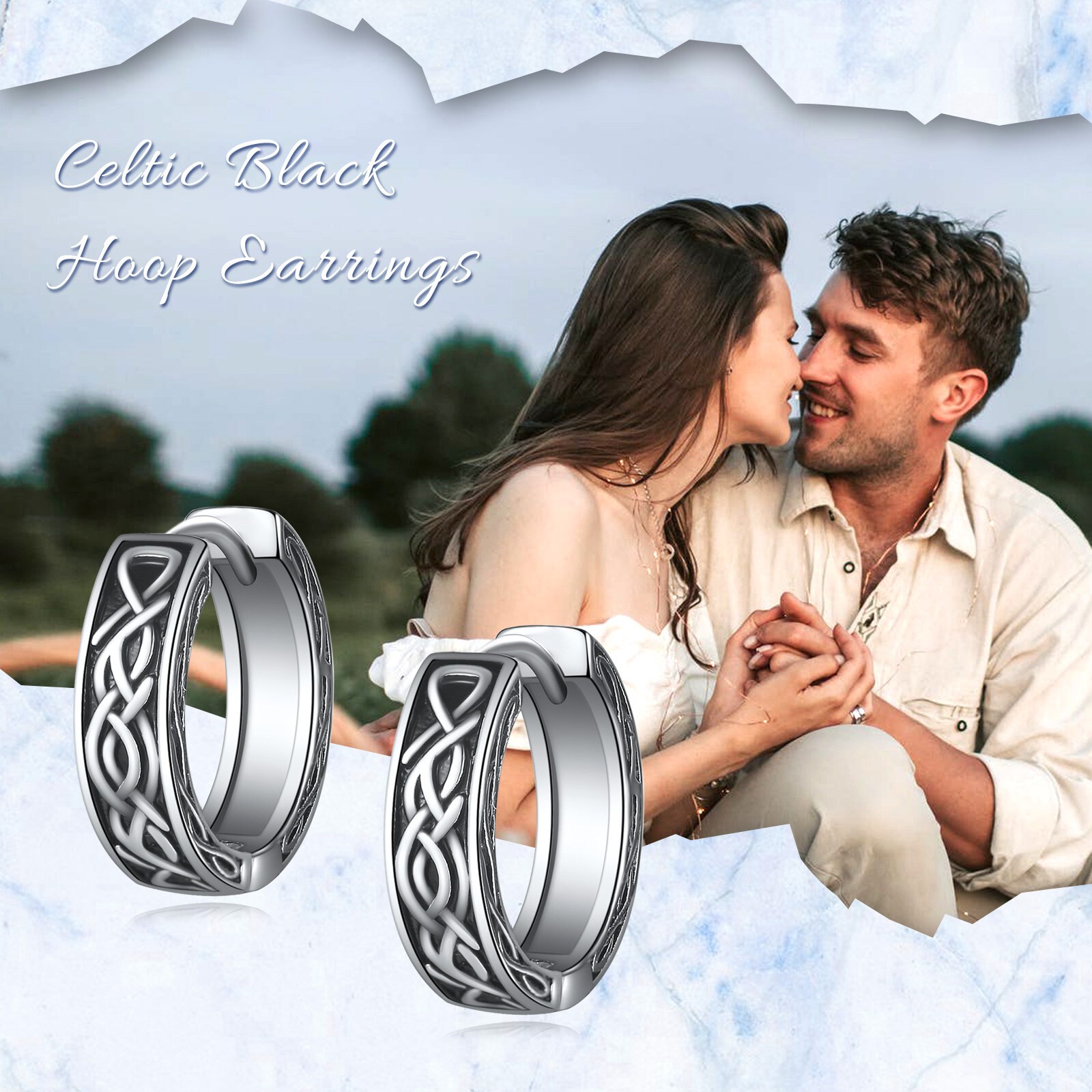 mens earrings 925 sterling silvery celtic black earrings viking earrings celtic knot jewelry Product details 3