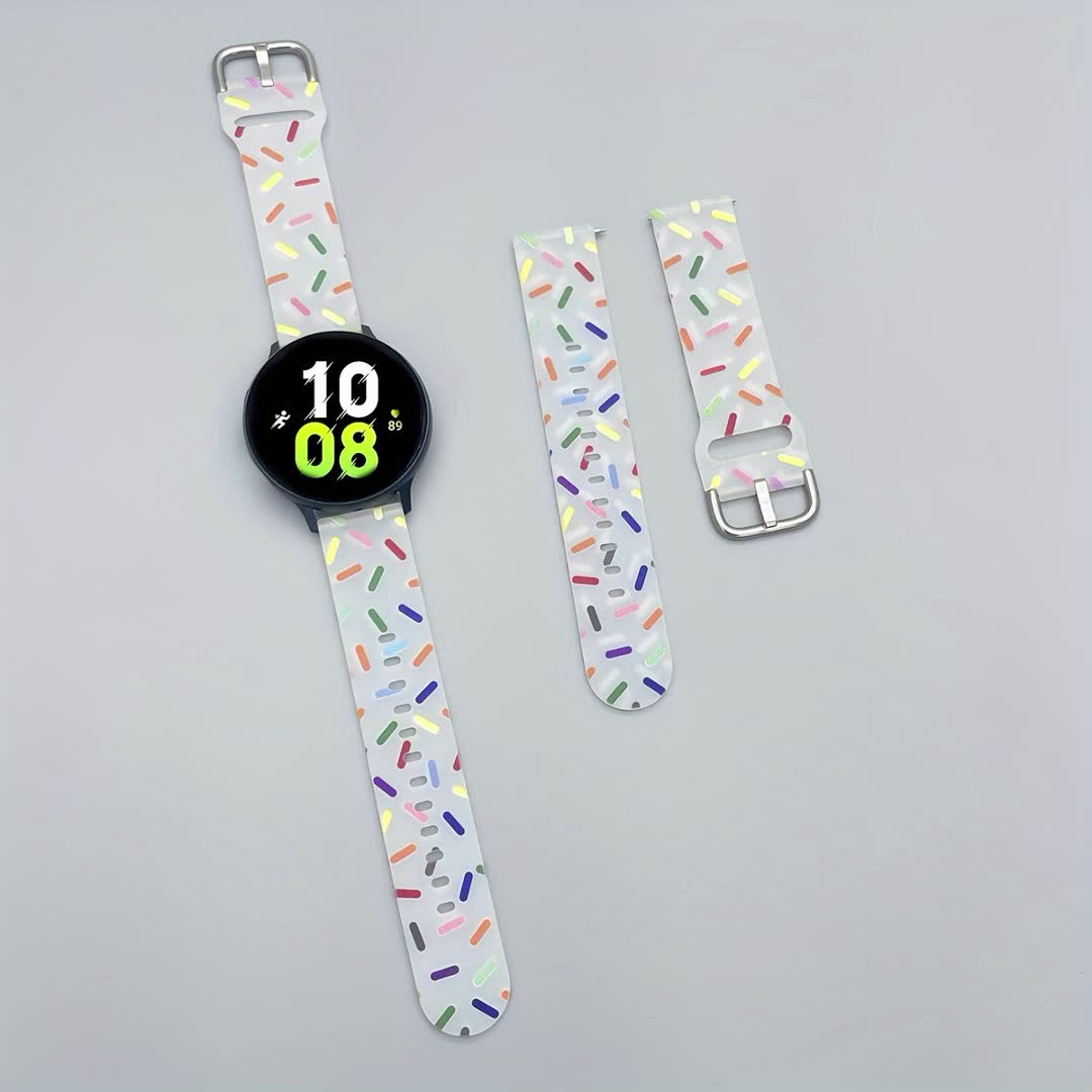 Rainbow Printed Soft Silicone Watch Band Compatible With Galaxy Watch 4 / watch 3 /active 2 /watch 4 Classic - Temu New Zealand
