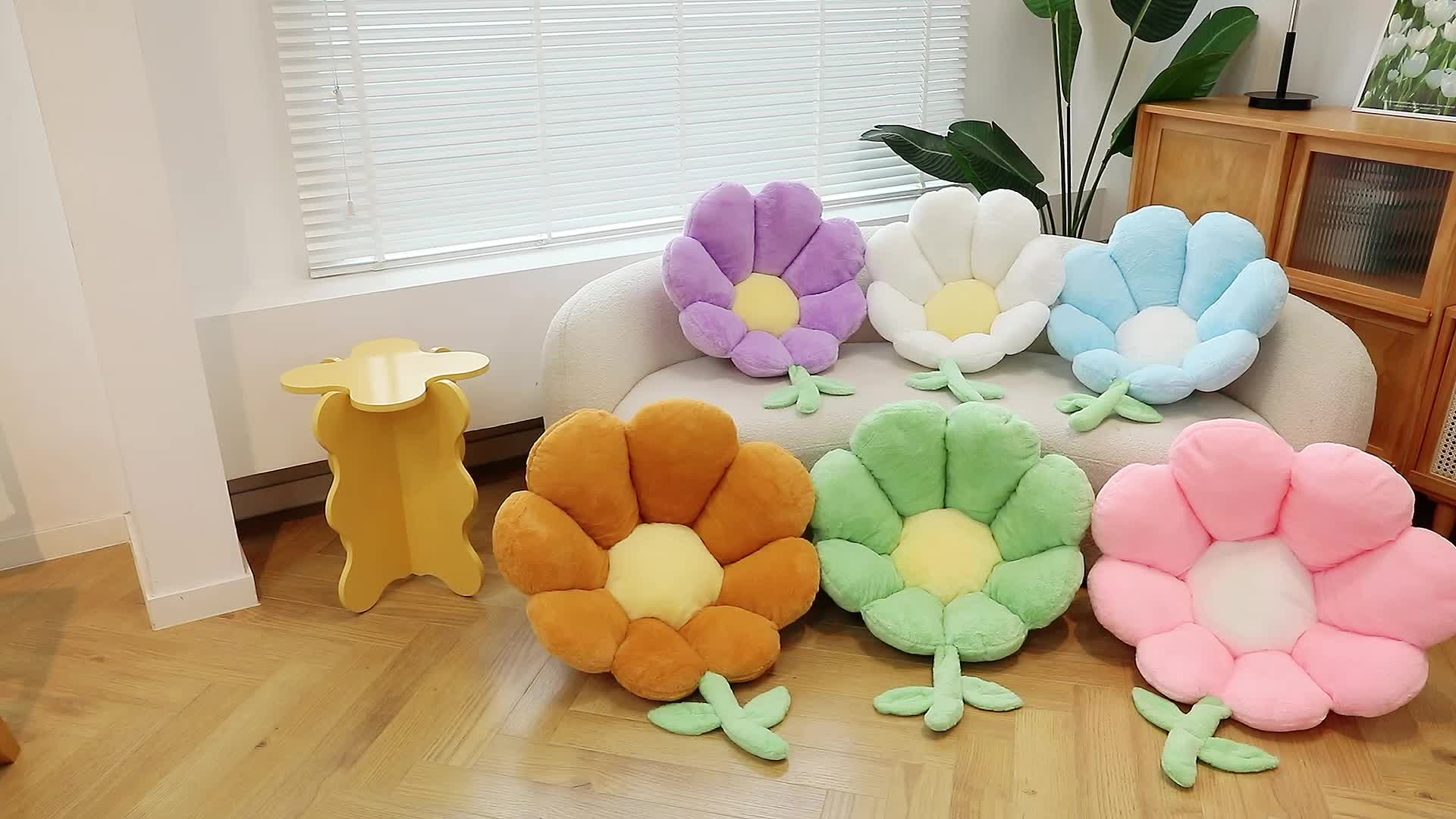 Fluffy Flower Pillow Long Plush Soft Pillow Seat Cushion Baby Kids Floor  Play Mat Chair Cushion Sofa Home Car Decor Pillow Gifts