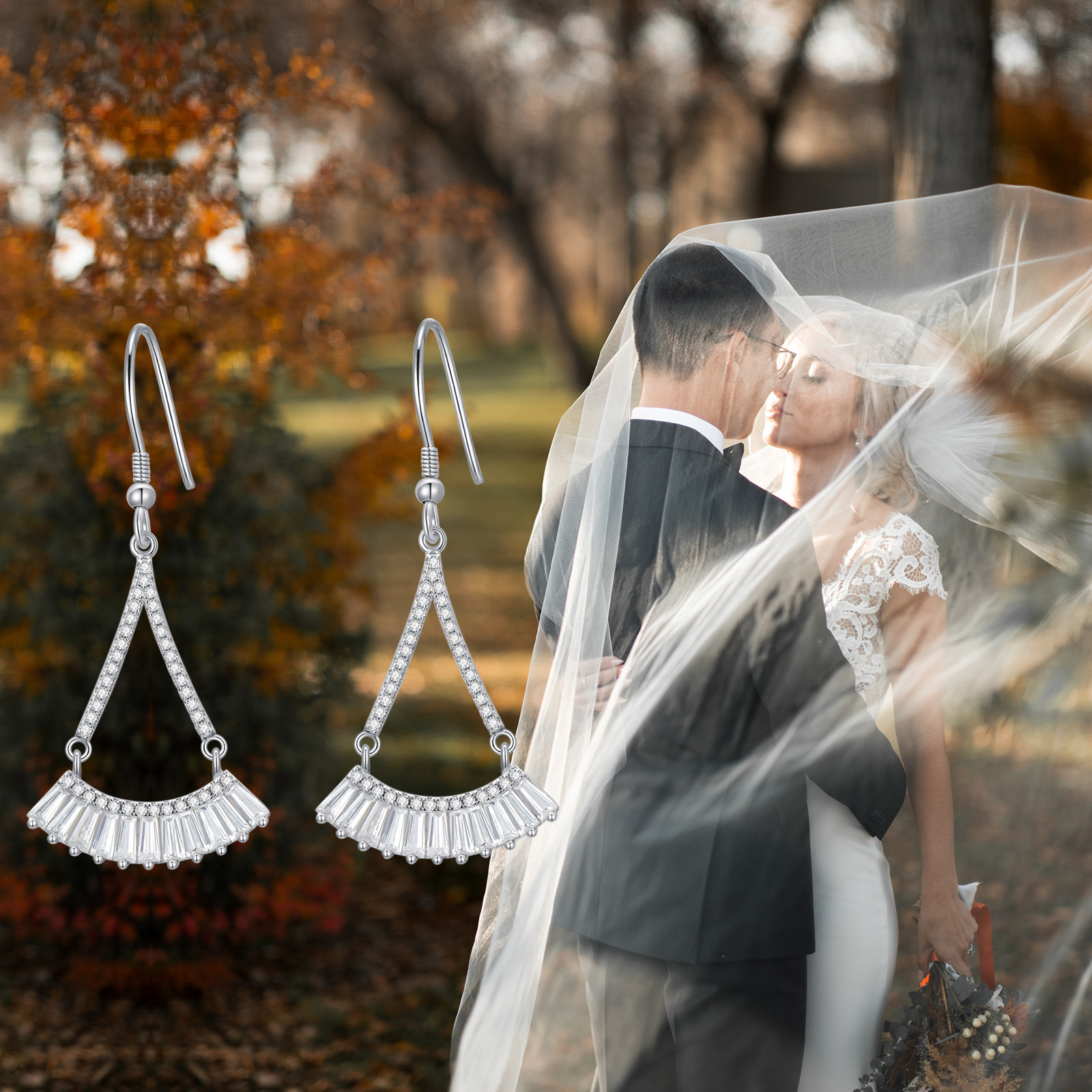 Crystal Dangle Earrings, Elegant Gift for Her