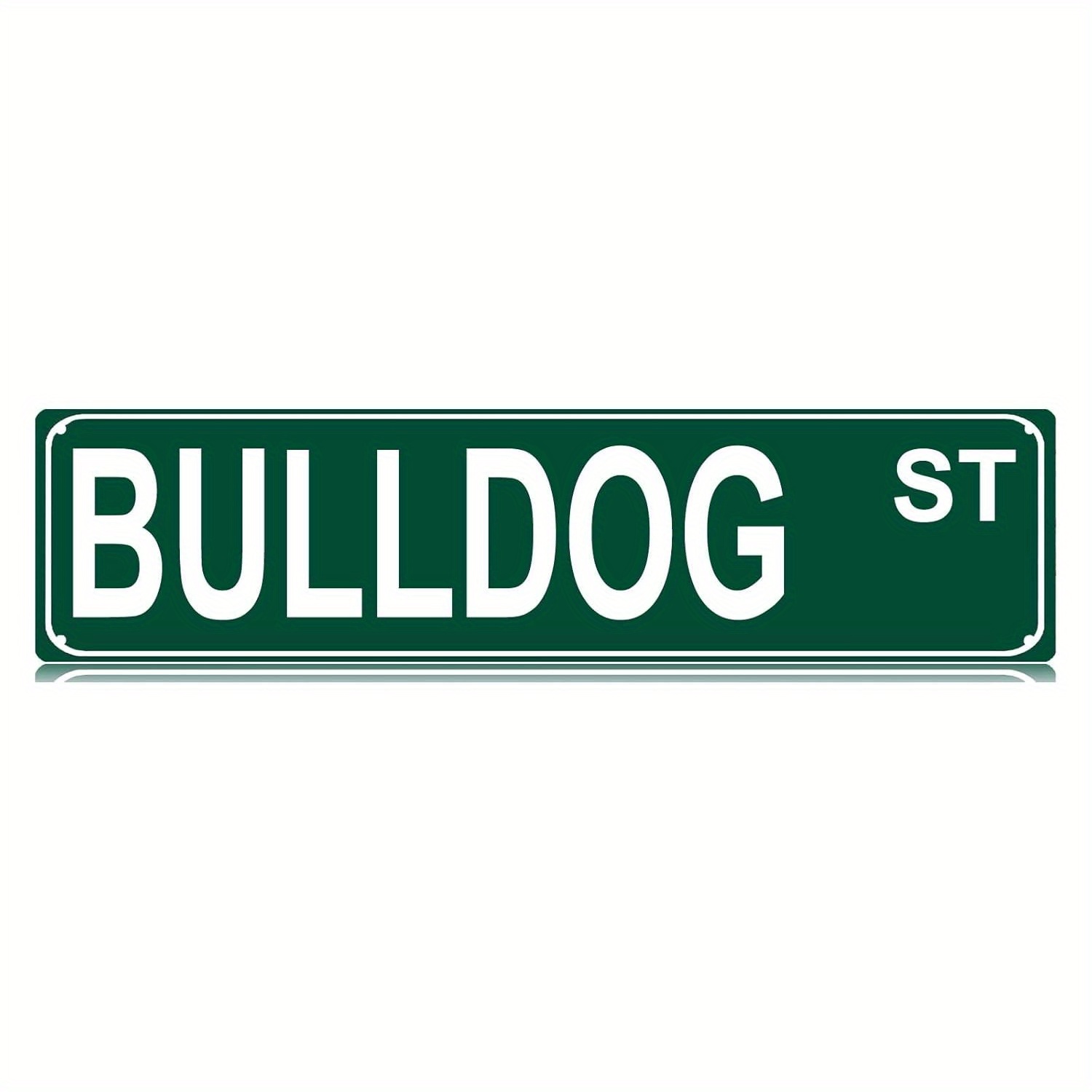 TEMU 2d Flat Vintage Bulldog Street Sign | Durable Decorative Sign & Plaque For Men's Caves, Garages, Bars - Green Background With White Text, Wall