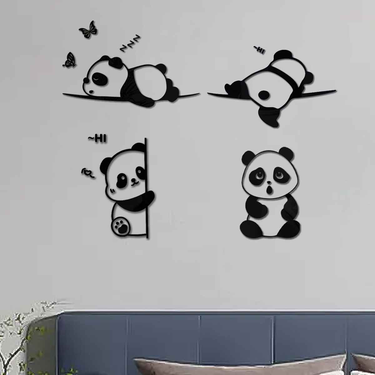 1pc Cartoon Panda Pattern Wall Sticker Vinyl, Self Adhesive Removable Wall  Decal, Cute Wall Stickers Decal Wallpaper For Kids Home Living Room Bedroom